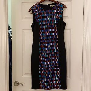 Calvin Klein Geometric and Black Sheath Dress
